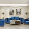 blue velvet 6 seat living room sofa set furniture spot delivery of US East warehouse including delivery fee
