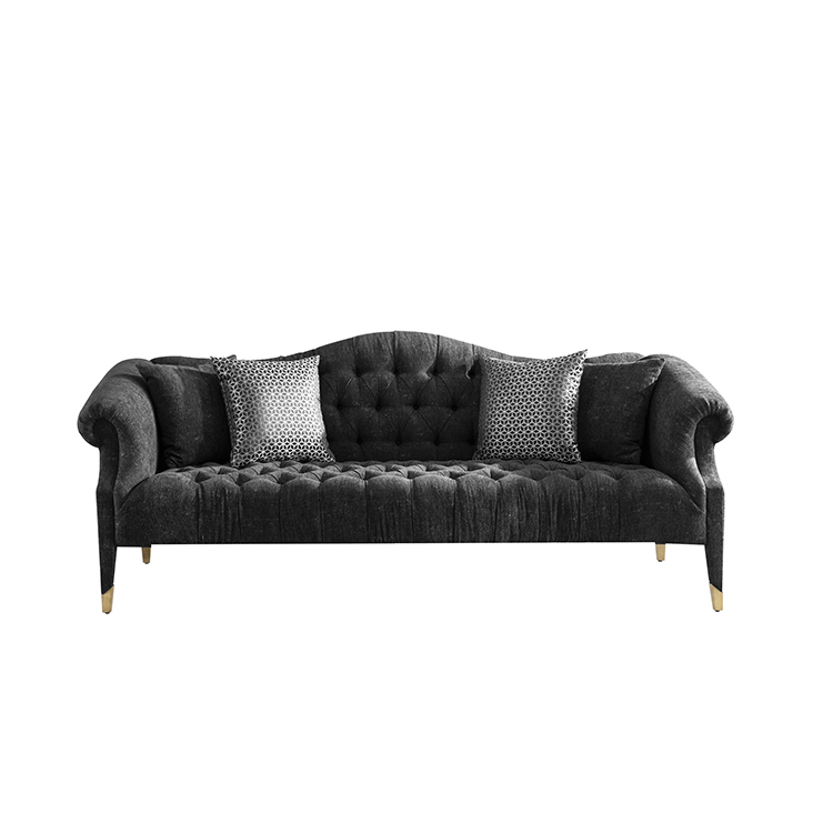 Wholesale luxury royal black velvet home furniture living room corner sofa set