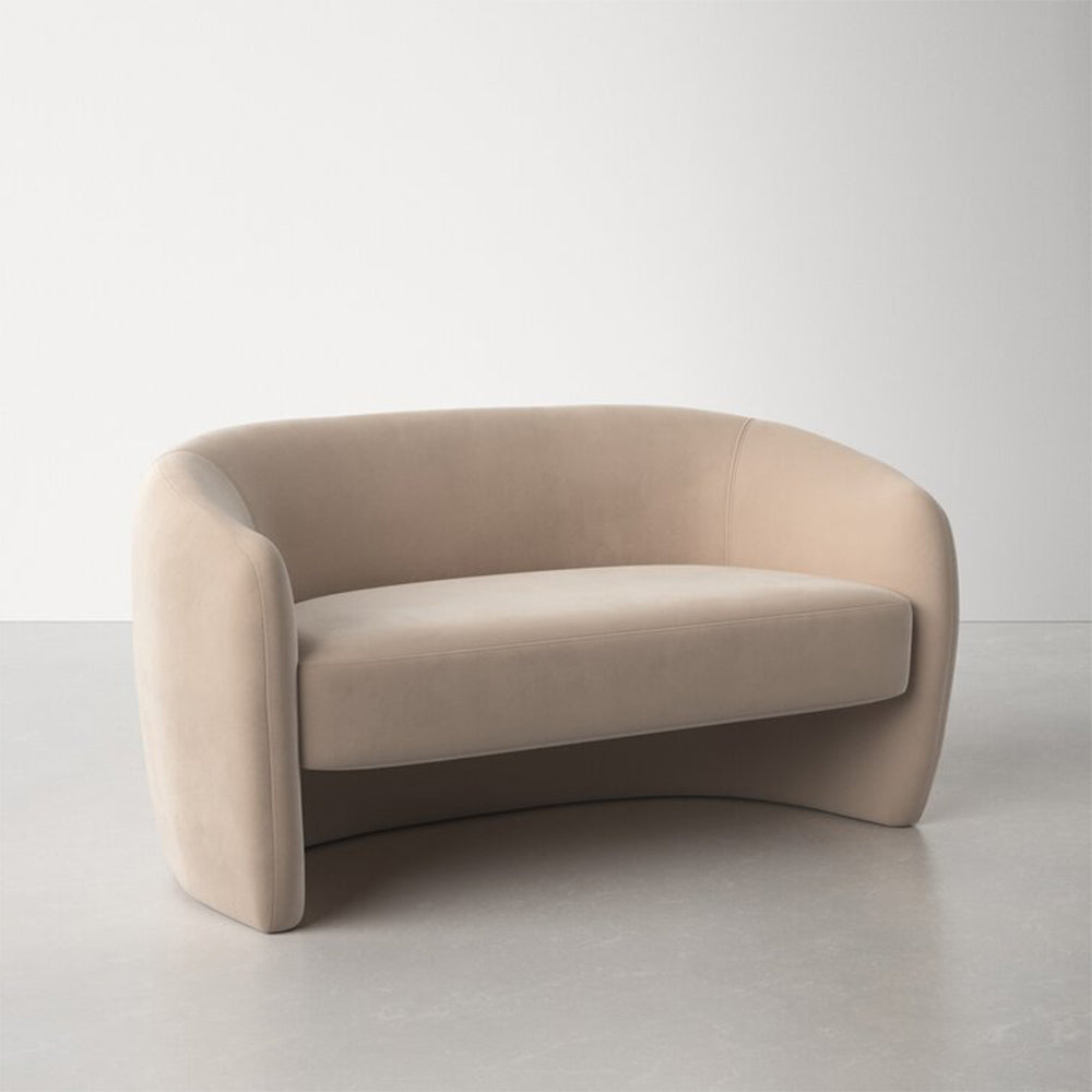 Karl Velvet Round Shaped Chair Beige 2-Seater Arm Loveseat