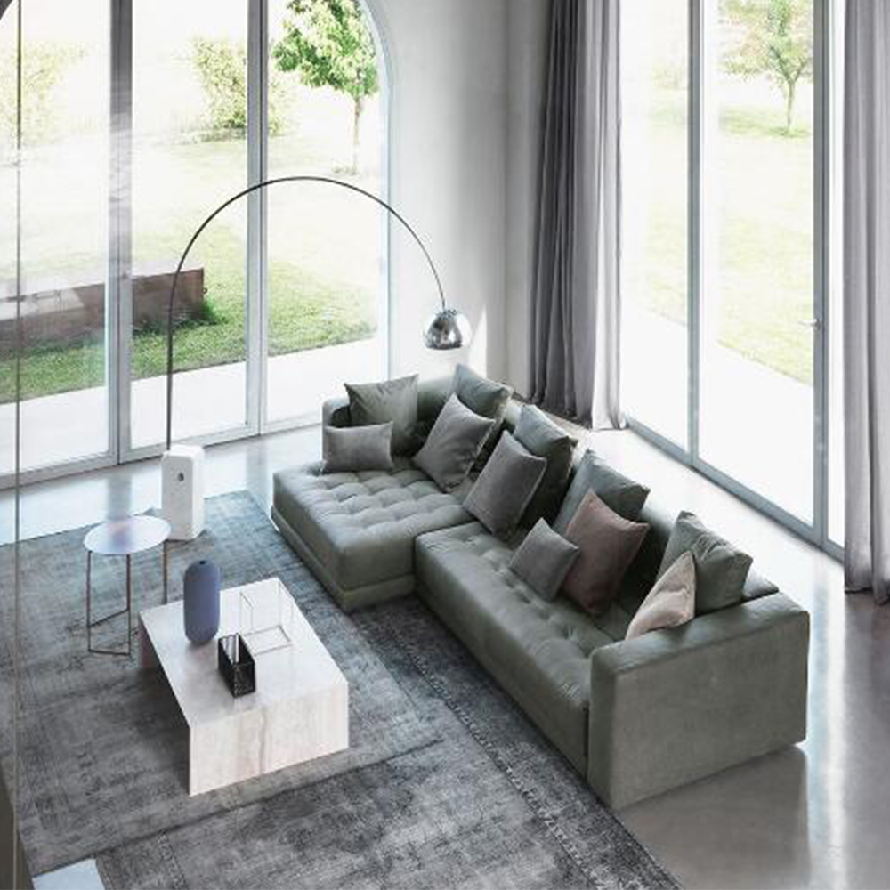 Commercial Home Furniture European Style Sectional Sofa L Shaped Velvet Sofa Set