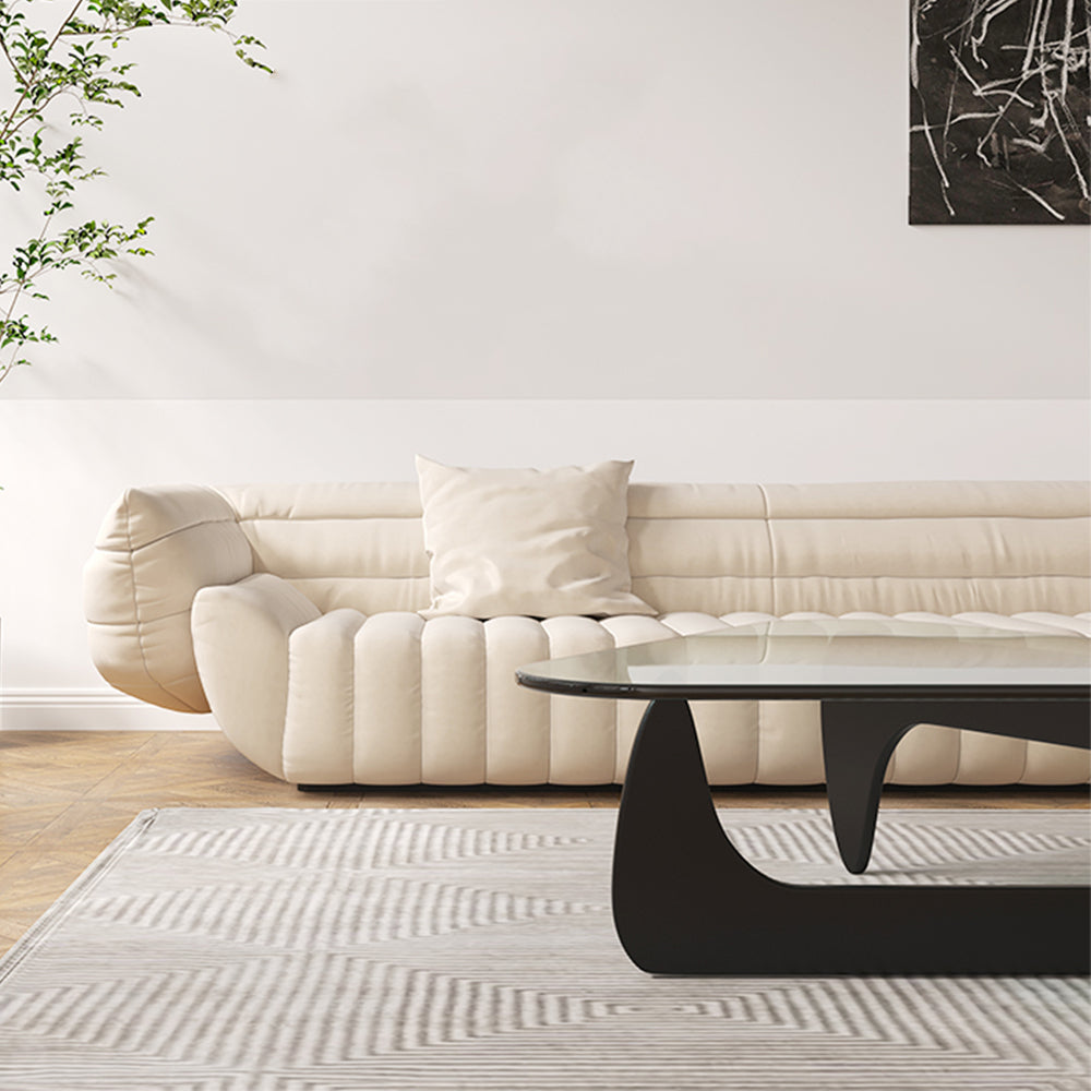 Leis 4-Seater Banana Sofa Fabric Special Design Beige Sofa