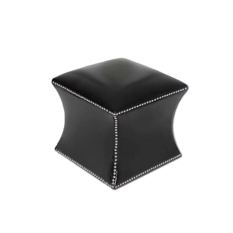 New fashion custom modern square brown black moroccan PU leather ottoman pouf stool