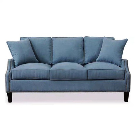 Royal style american blue green classic upholstered modern fabric 3 seat furniture wooden fabric covers living room sofa
