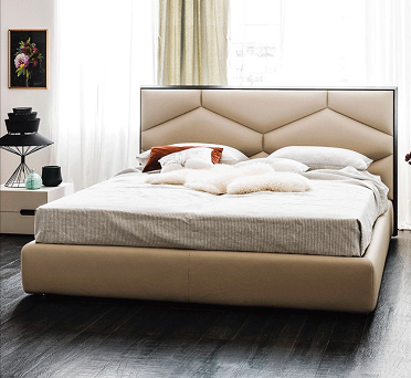 Ecru Modern Living Room King Size Stainless Microfiber Leather Beds Customized Size Furniture Luxury Home Bed