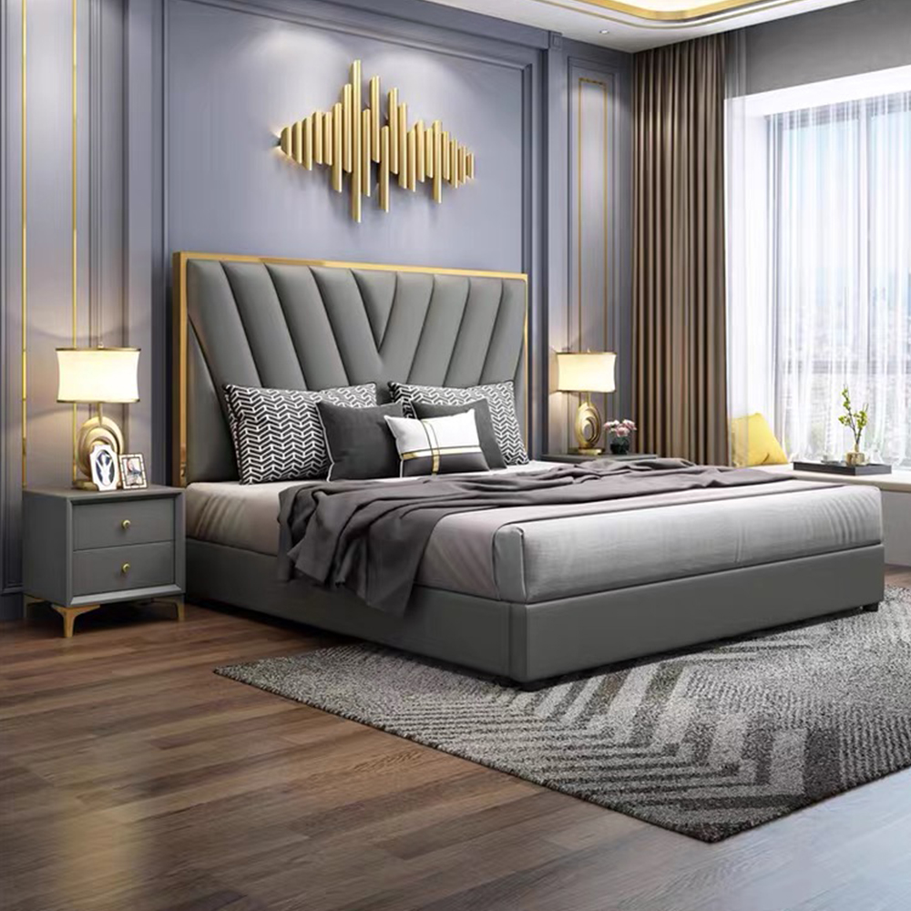 Hotel Bedroom Furniture Luxury Modern Bed Hot Design Leather Latest White Bed Designs