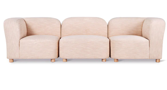 Reed Pink Fabric 3 Module Sofas With Ottoman
