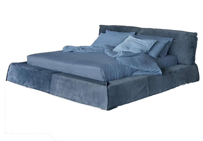 Tessa Modern Flannelette Fabric Blue/Grey Bed Frame King Size