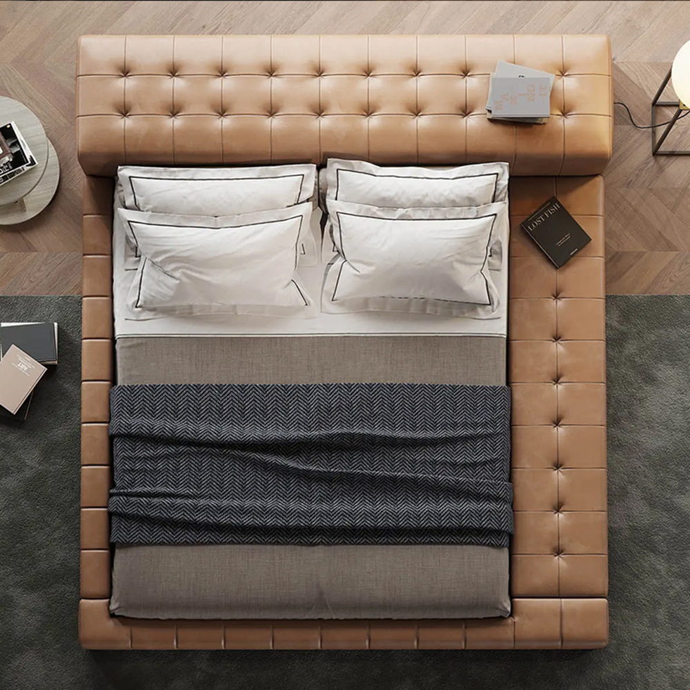 Adeline Brown/Black Technical Fabric Luxury Modern Bed Frame King Size