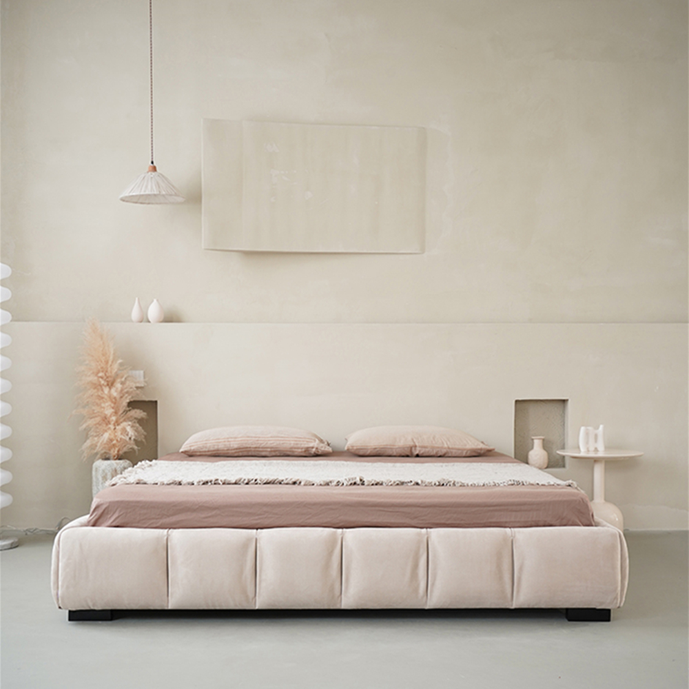 Devin Modern No Headboard Technical Fabric Bed Frame King Size