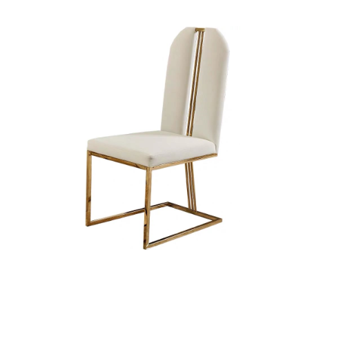 Upholstered Home Furniture Modern Design Microfiber Leather Dining Chairs With Gold Steel Metal Leg standing chairs