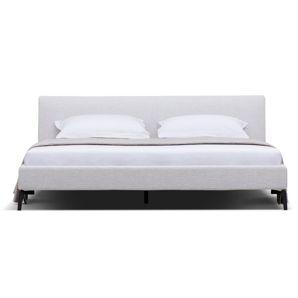 Modern Fabric Queen Size Bed Frame in White