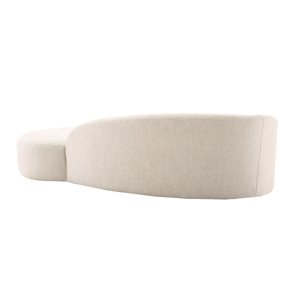 Mollie Flannelette Beige Curved Sofa 3-Seater Round Shaped Sofa