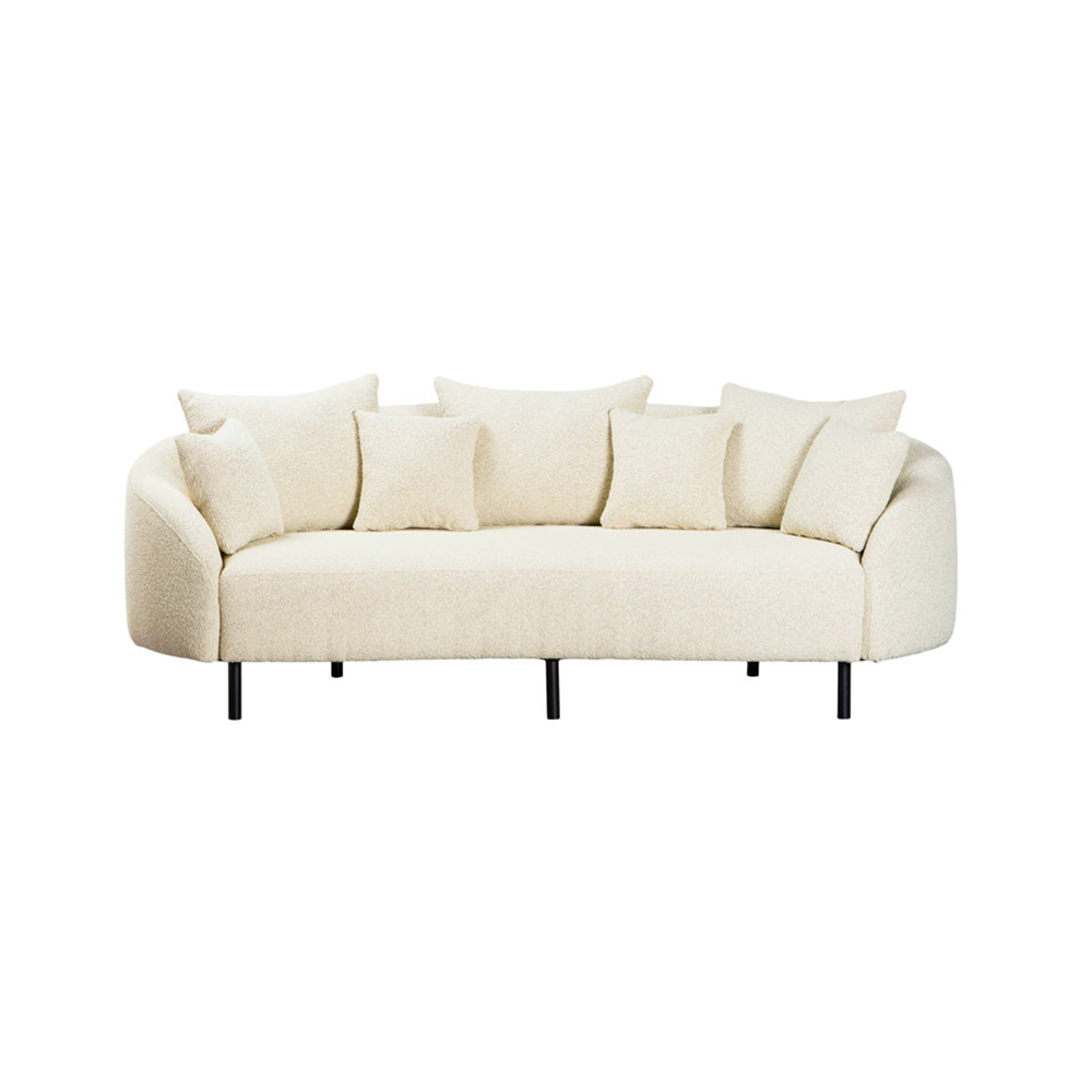 Mara Boucle White/Black Sofa 3-Seater Round Arm sofa